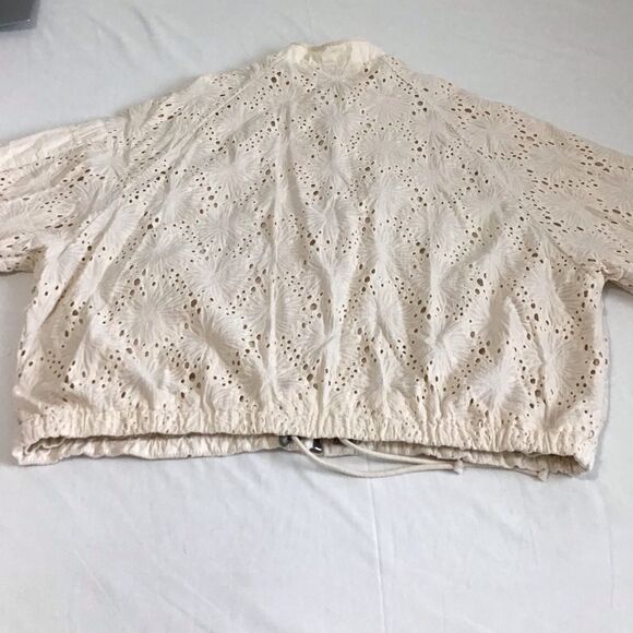 Free People Daisy Jane Ivory Eyelet Bomber Jacket Size Large - Picture 6 of 14